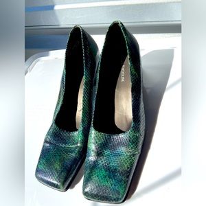 Green Snake print boots